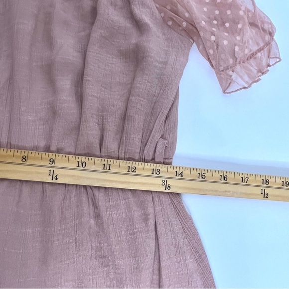 Rose Blush Dress - Embroidered Polka Dot Tulle with Lace and Smocked Top, Size M - Picture 6 of 7